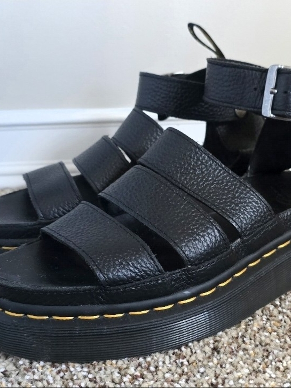 Dr. Martens Black Leather Platform Sandals